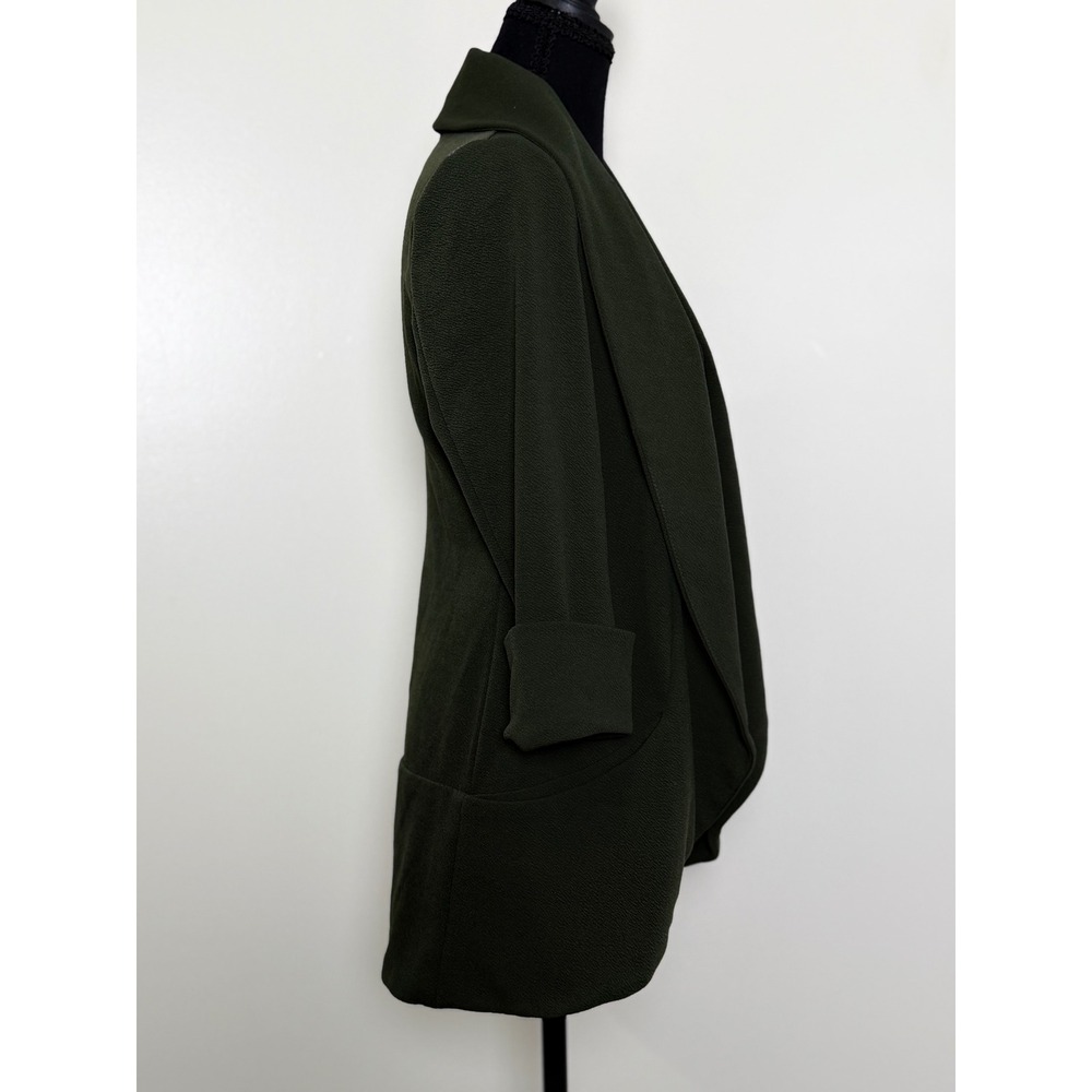 Olive Green Draped Blazer Cardigan M French Mauve Quiet Luxury Office Siren - Picture 4 of 9